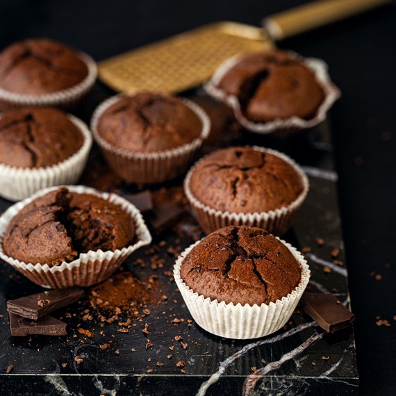 Schokoladen-Muffins aus Topfenteig