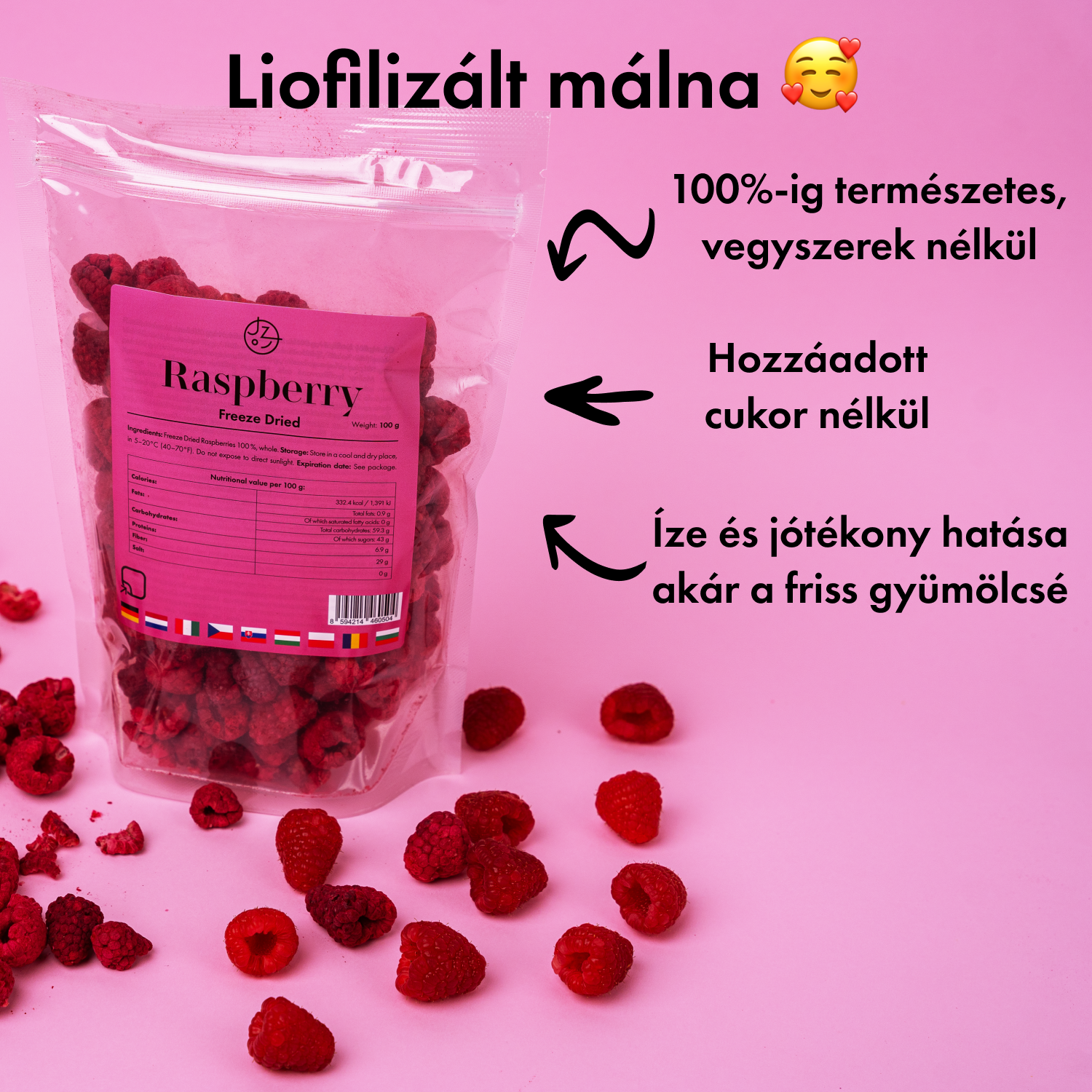 Fagyasztva szárított málna 🥰 (Liofilizált)