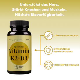 Liposomales Vitamin K2 + D3 – 250 ml, vegan