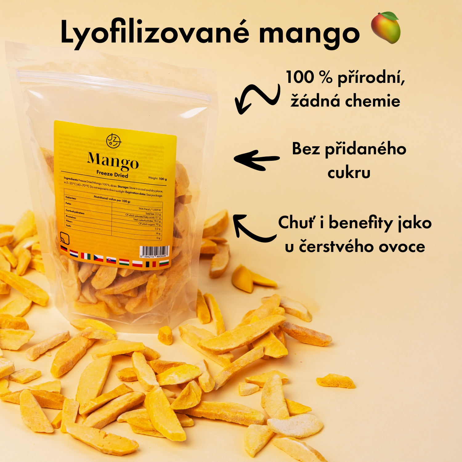 Lyofilizované mango 🥭 (sušené mrazem) 100 g balení