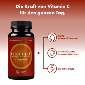 Vitamin C mit verzögerter Wirkstofffreisetzung und Hagebuttenextrakt